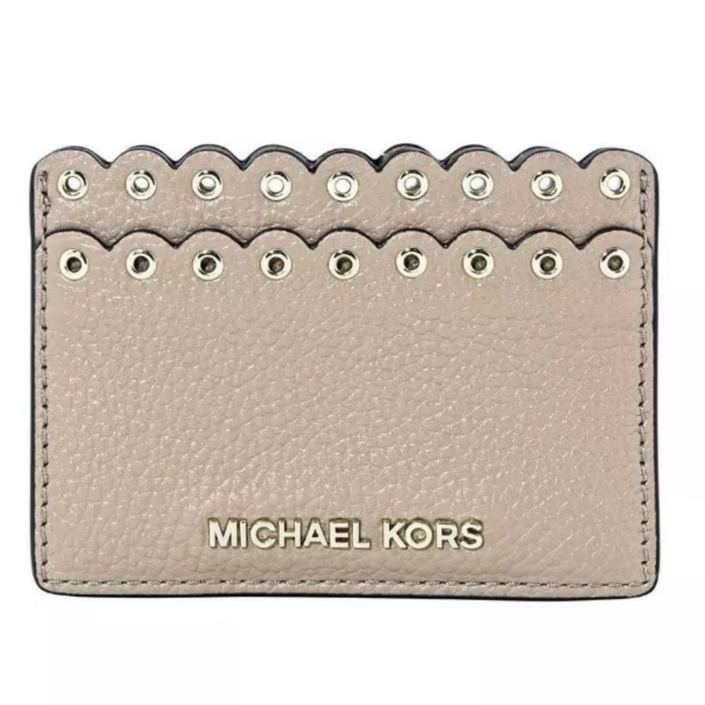 Michael Kors Beige Card Holder with Gold Accents